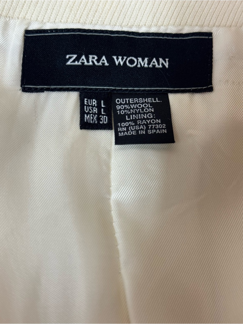 ZARA Collection Wool Blend Embellished Collar & Cuff Long Coat Cream - Picture 9 of 15